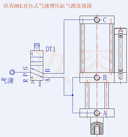 直压式增压缸三根管的接法