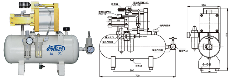 5倍气体增压阀JRN-C-L5-E型外形尺寸